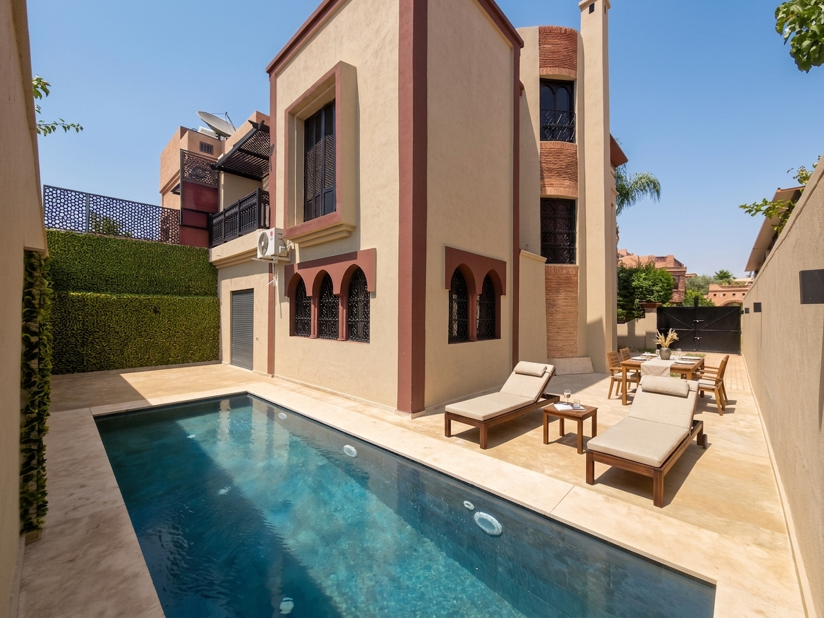 Superbe Villa Neuve & Meublée à la Location – Marrakech (Bab Ighli / Proche Menara Mall)