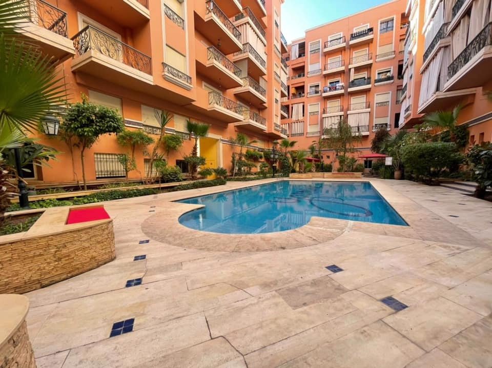 Appartement F2 bien meublé avec terrasse situé dans une résidence avec piscine collective à Semlalia - Marrakech