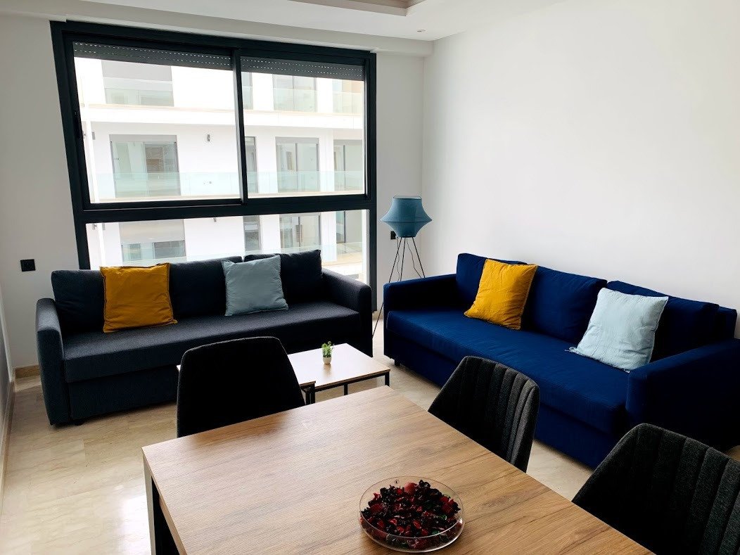 Bel appartement neuf 2 chambres  à louer entièrement meublé situé à Agadir Bay , proche du LYCÉE Français et du Nouveau Palais des Congrès