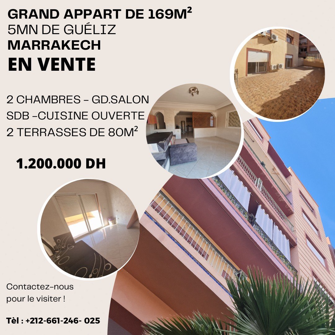 GRAND APPARTEMENT DE 169M² À VENDRE - PROCHE DE GUÉLIZ